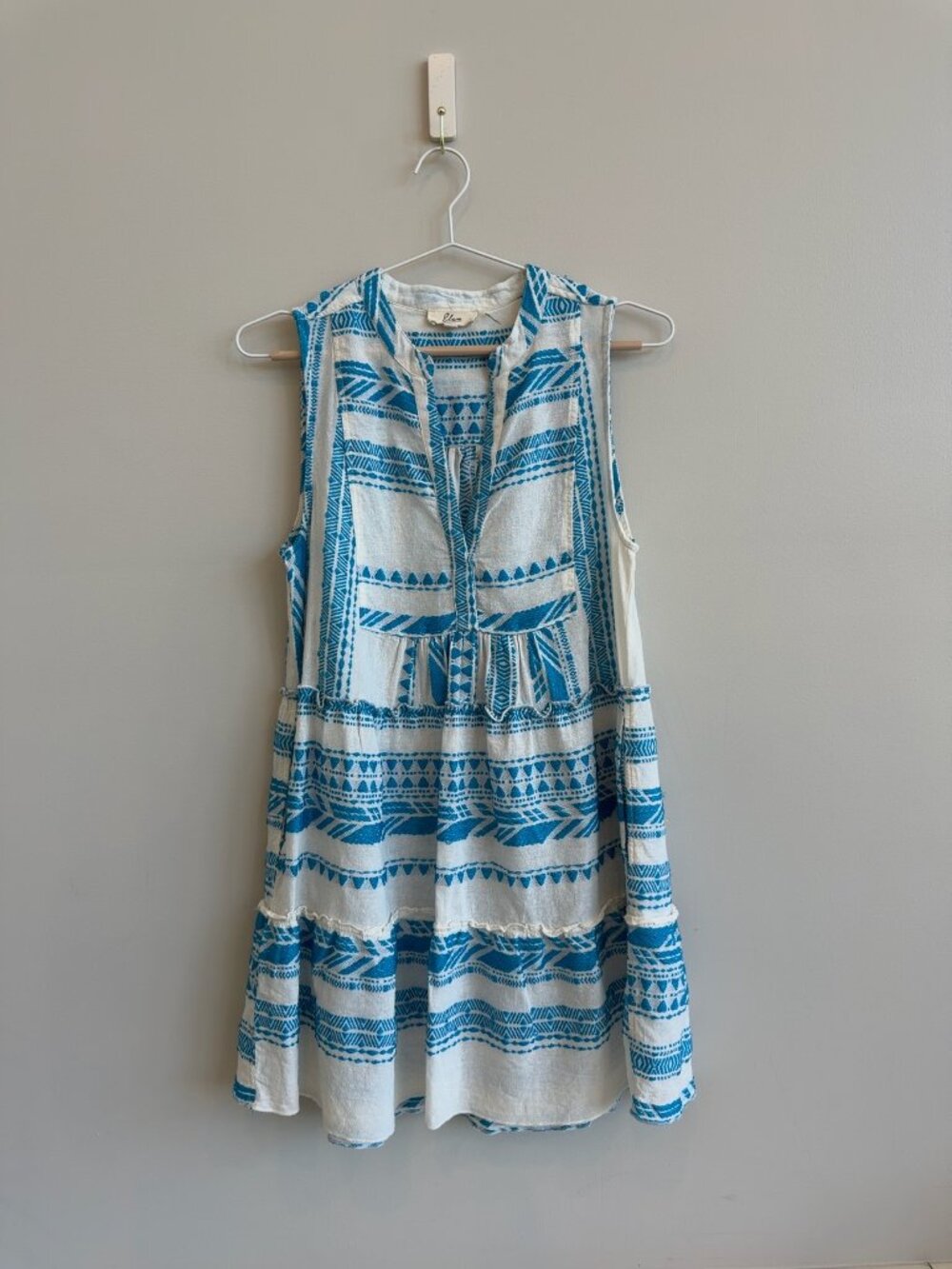 Elan Blue & White Tiered Dress